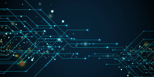 illustrazioni stock, clip art, cartoni animati e icone di tendenza di abstract technology background , blue circuit board pattern - nodo