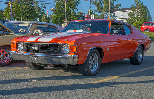 Dartmouth,  Nova Scotia, Canada - August 10, 2017 : 1972 Chevrolet Chevelle SS, A&W weekly Thursday cruise-in, Woodside Ferry Terminal, Dartmouth, Nova Scotia, Canada.