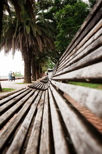 A park bench seen from another perspective