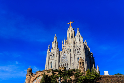 Expiatory Church of the Sacred Heart of Jesus on the summit of Mount Tibidabo in Barcelona, Catalonia, Spain