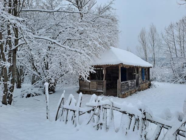 istock Old hut in the winter 2148023530