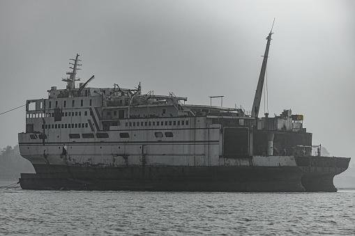 Ship on the water at Ship breaking yard in Bangladesh Chittagong
