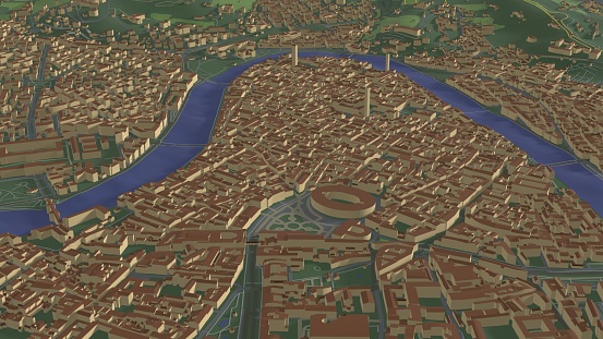 3D illustration of city and urban in Verona Italy