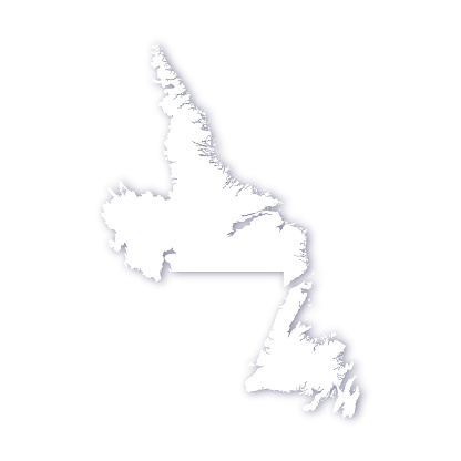 Illustrated map of Newfoundland and Labrador, Canada with a subtle drop shadow. Vector map illustration.
