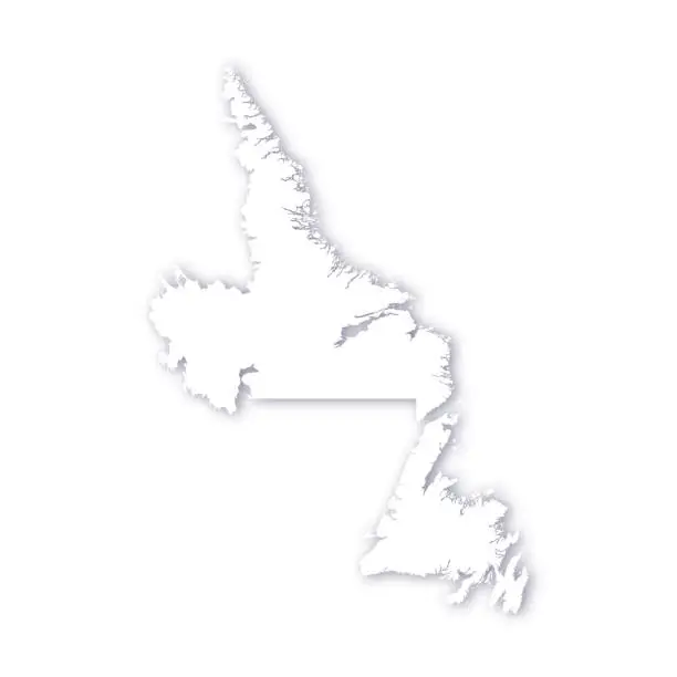 Vector illustration of Newfoundland and Labrador, Canada Soft Drop Shadow Vector Map