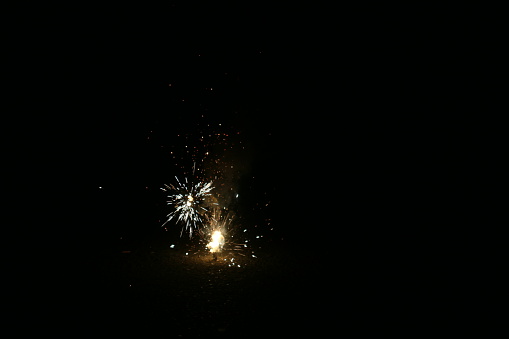 sparking fireworks in the darkness