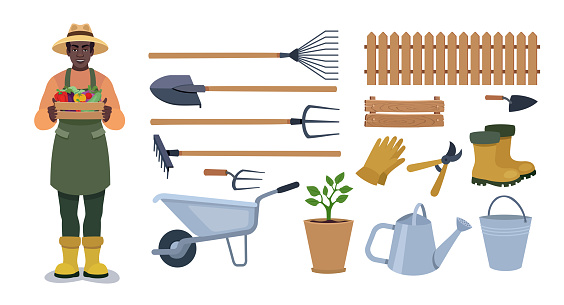 Garden equipment set. Agriculture tools.