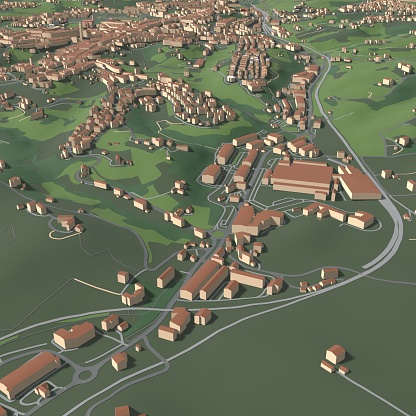 3D illustration of city and urban in Siena Italy