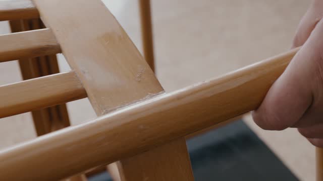 Restoration of a wooden chair. Close-up. Vintage things.