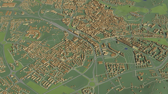 3D illustration of city and urban in Arezzo Italy
