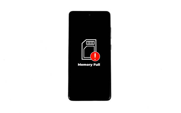 istock Cellular Problems Concepts. Smart phone with full storage icon on screen isolated on white background. All screen graphics are made up. 2148028889