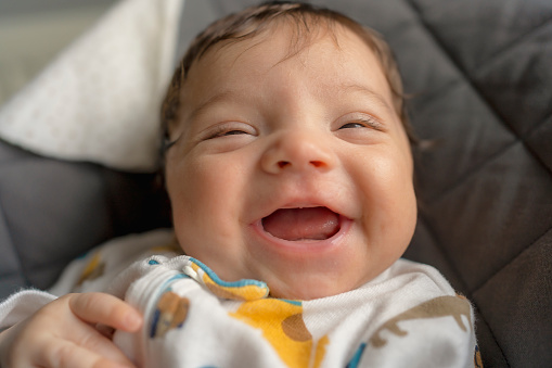 a baby laughing