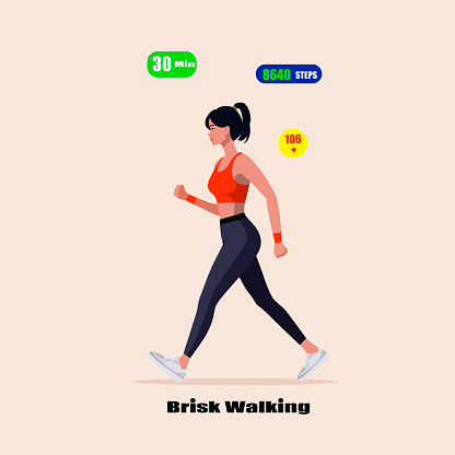 Vector illustration of a woman briskly walking,