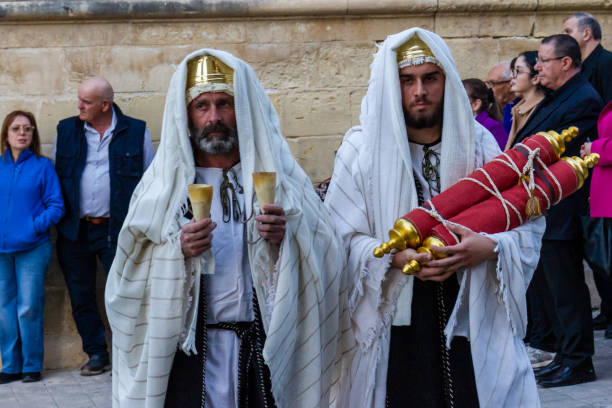 Jerusalem, Israel - 03 24 2018: Armenian procession at the Holy Sepulchre church Jerusalem old city