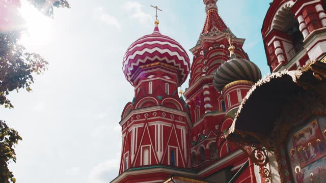 View of National Landmark St Basil's Cathedral at the Red Square of Moscow, Russia.