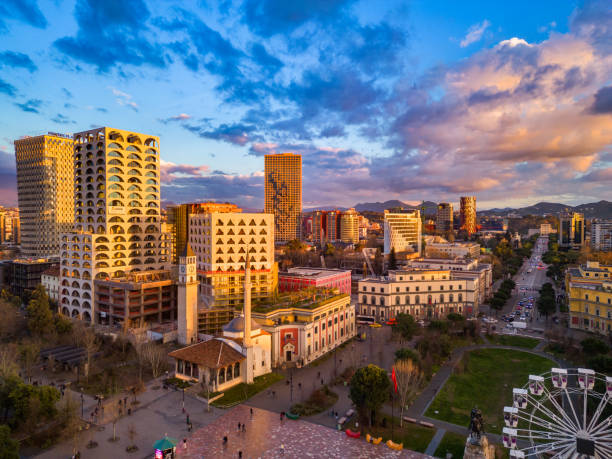 istock Tirana Skanderbeg square from drone 2148035319
