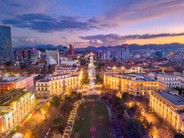 istock Tirana Skanderbeg square from drone 2148035324