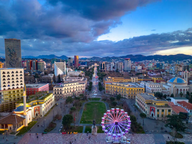istock Tirana Skanderbeg square from drone 2148035341