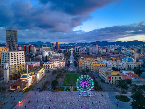 istock Tirana Skanderbeg square from drone 2148035348