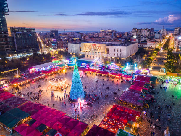 istock Tirana at New Year's Eve from drone 2148035351