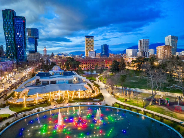 istock Tirana from drone at dusk 2148035362