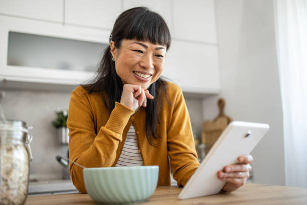 istock Enjoyed the mornings with a light breakfast and scrolling through social networks 2148036440