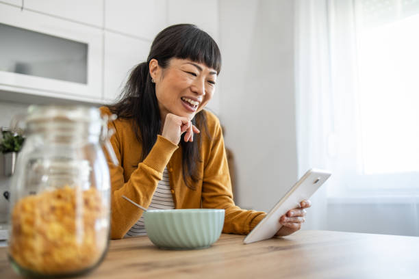 istock Enjoyed the mornings with a light breakfast and scrolling through social networks 2148036443