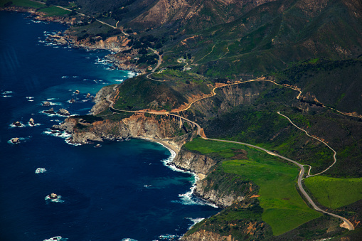 Bixby Bridge in Big Sur photographed from a small plane.
