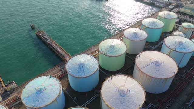 Drone view of Oil Tanks at Tsing Yi, Hong Kong