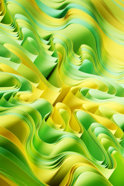 istock Green Ribbons in Motion. 3D Wavy Abstract Background 2148039088