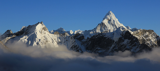 Makalu is the fifth highest mountain in the world and is located 22 km (14 mi) east of Mount Everest, on the border between Nepal and China.