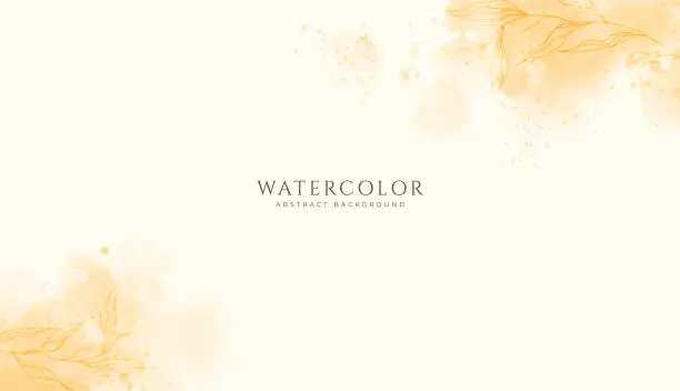 Vector illustration of Abstract horizontal watercolor background. Neutral light brown yellow colored empty space background illustration