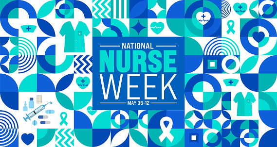 6th to 12th May is National nurses week background with geometric shape pattern template.
