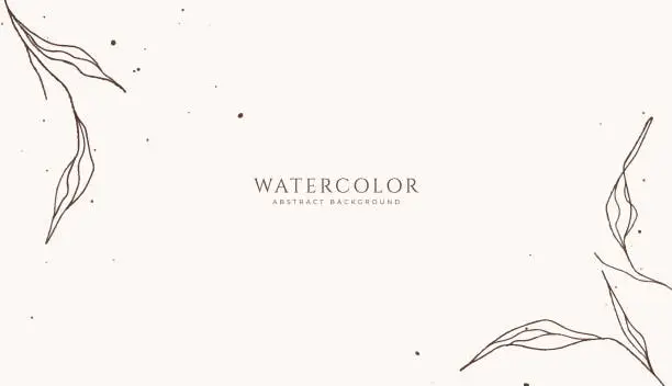 Vector illustration of Abstract horizontal watercolor background. Neutral light brown yellow colored empty space background illustration