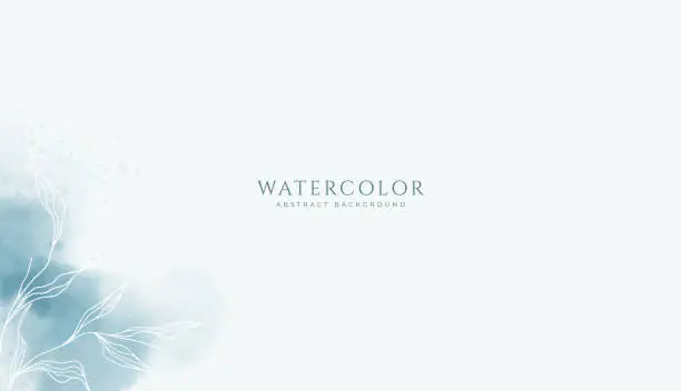 Vector illustration of Abstract horizontal watercolor background. Neutral light brown navy blue colored empty space background illustration