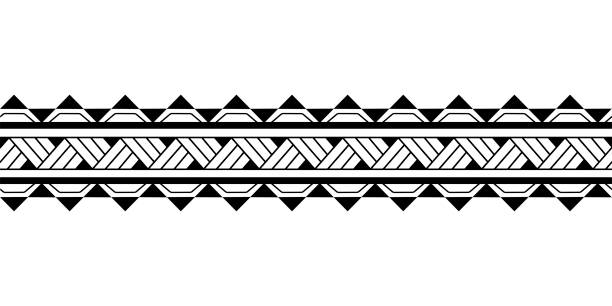 illustrazioni stock, clip art, cartoni animati e icone di tendenza di maori polynesian tattoo bracelet. tribal sleeve seamless pattern vector. - tatuaggi maori