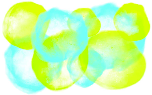 Watercolor Blobs Background - Vivid Turquoise and Chartreuse Green