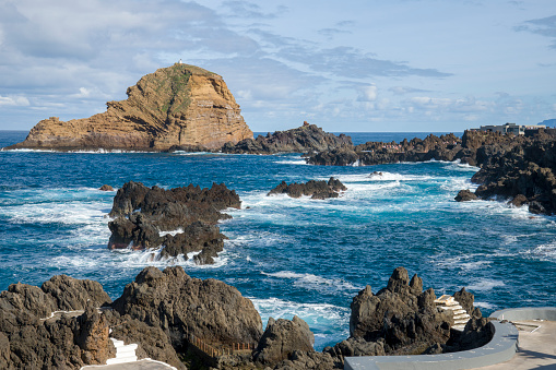 Porto Moniz Madeira Portugal  Porto Moniz is a mandatory stopover either for its natural beauty, the trails that cross the Laurissilva or the emblematic natural pools, as well as its important historical and cultural heritage. The Atlantic ocean long exposure.
