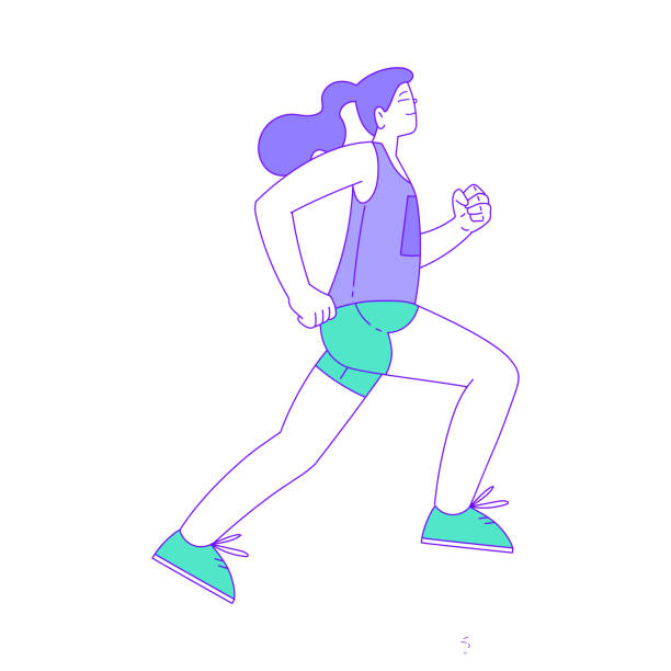 istock Happy Woman Character Running Sport Marathon Vector Illustration 2148045220