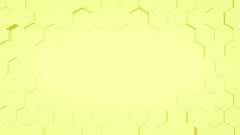 yellow color 3d hexagonal shapes slowly moving geometrical background for professional use