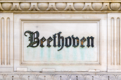 Beethoven name on his gravestone at Vienna Central Cemetery unveiled in mid 19th century