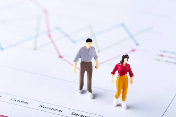 istock Miniature people and financial papers with graph and charts 2148047902