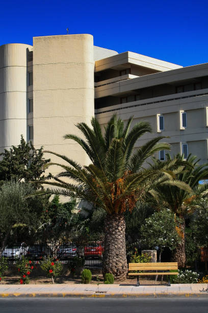 istock Modern architecture in Greece and street vegetation 2148048248