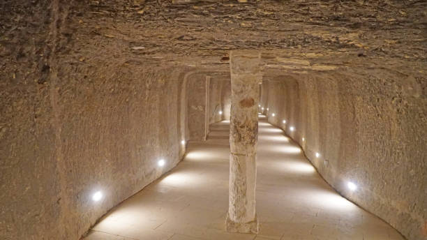 inside the step pyramid of king djoser (djeser or zoser) in saqqara, egypt. - the step pyramid of zoser imagens e fotografias de stock