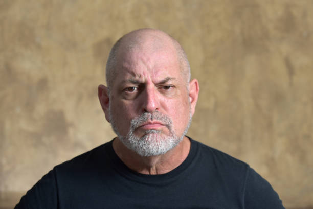 istock portrait adult man bald white beard face expression anger scared thoughtful male model gentleman in black clothes image 2148053150