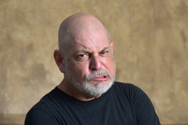 istock portrait adult man bald white beard face expression anger scared thoughtful male model gentleman in black clothes image 2148053167
