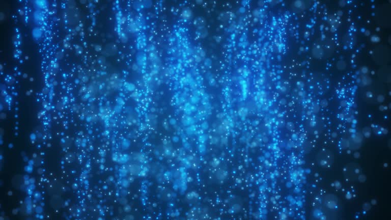 Abstract blue sparkling particles magic light trail dust glittering background 4K stock video