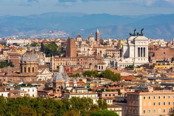istock Scenic Rome cityscape with rooftops, Vatican 2148053854