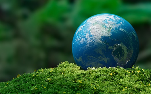 ESG concept of environmental, social and governance, idea for sustainable organizational development. ​account the environment, society and corporate governance. Earth map: https://nasa3d.arc.nasa.gov/detail/as10-34-5013