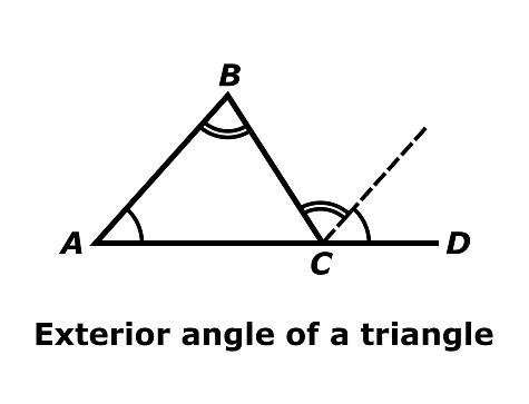 Exterior angle of a triangle vector illustration